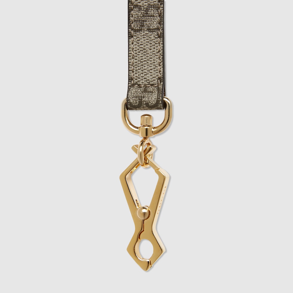 グッチストラップ GG shoulder strap in beige and ebony Supreme | GUCCI® SI