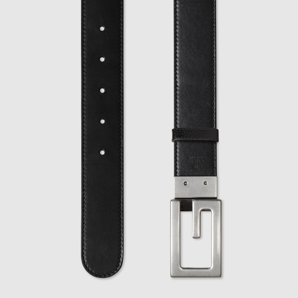 Reversible belt with Square G buckle in black GG Supreme
