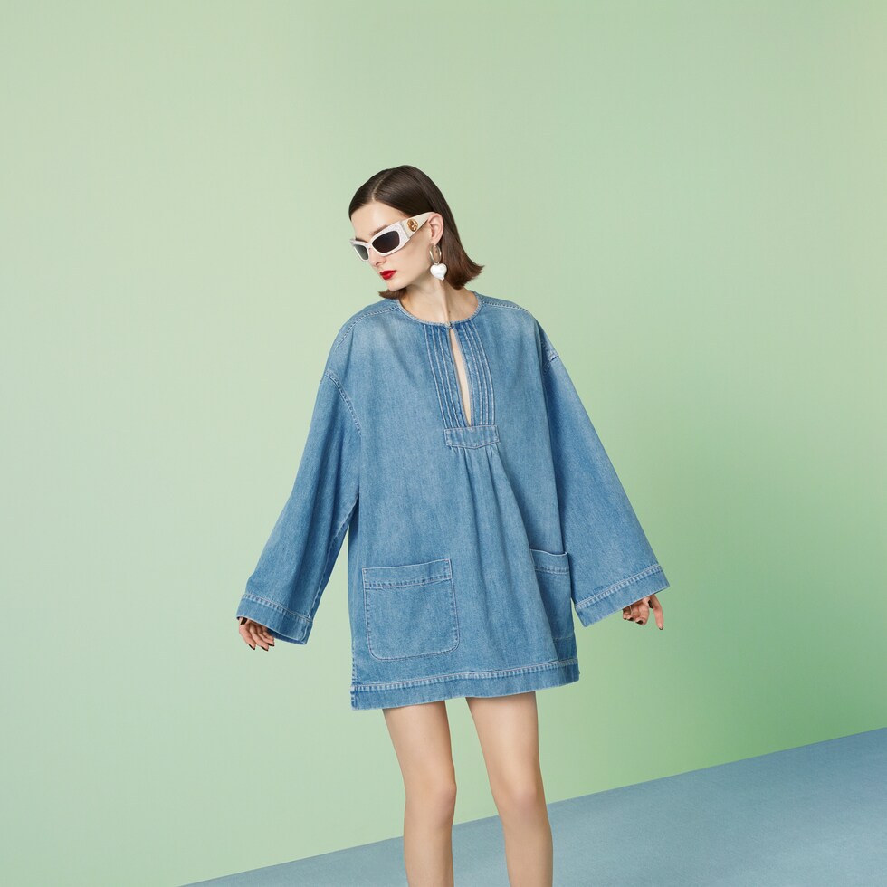 Denim shirt in light blue | GUCCI® AE