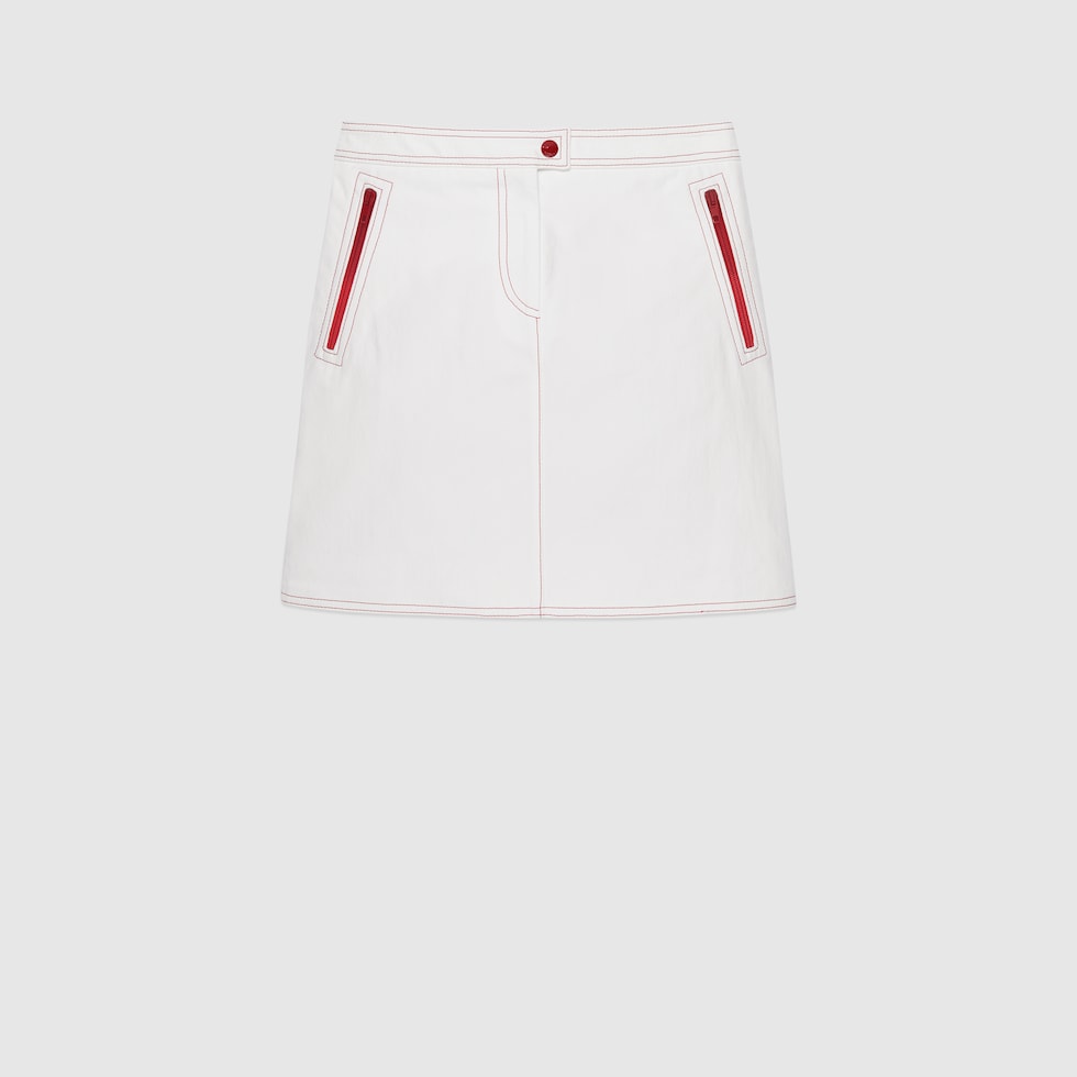 【送料&関税込】Gucci Jersey Skirt With Web Print Cotton jersey skirt with Web in white | GUCCI® TR