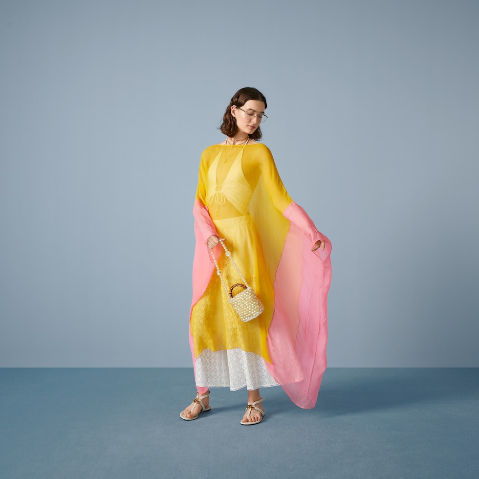 todayful Georgette Sheer Dress イエロー 38（Sheer silk chiffon  