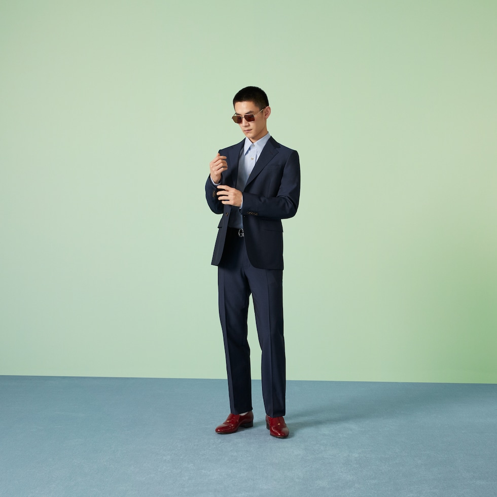Wool mohair formal suit in dark blue GUCCI GR