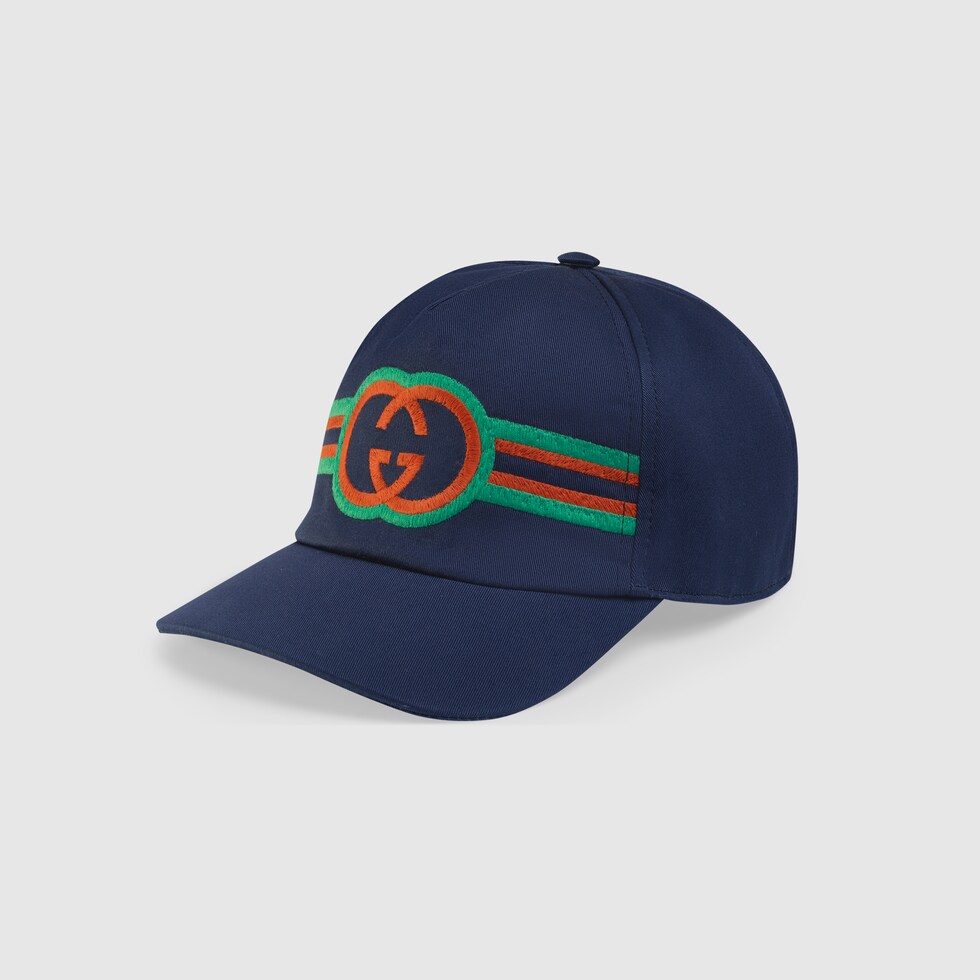 Children's cotton canvas baseball hat in blue | GUCCI® US