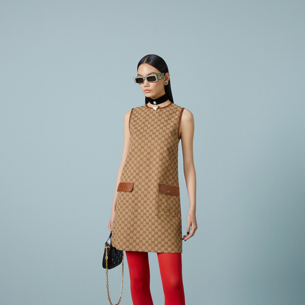 GG canvas dress in brown and beige | GUCCI® US