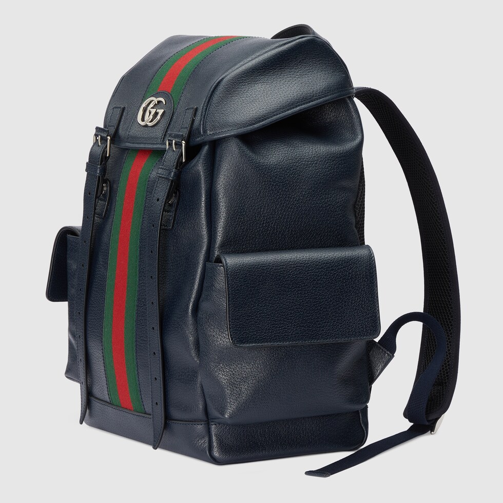 Ophidia medium backpack with  in dark blue leather GUCCI® SG