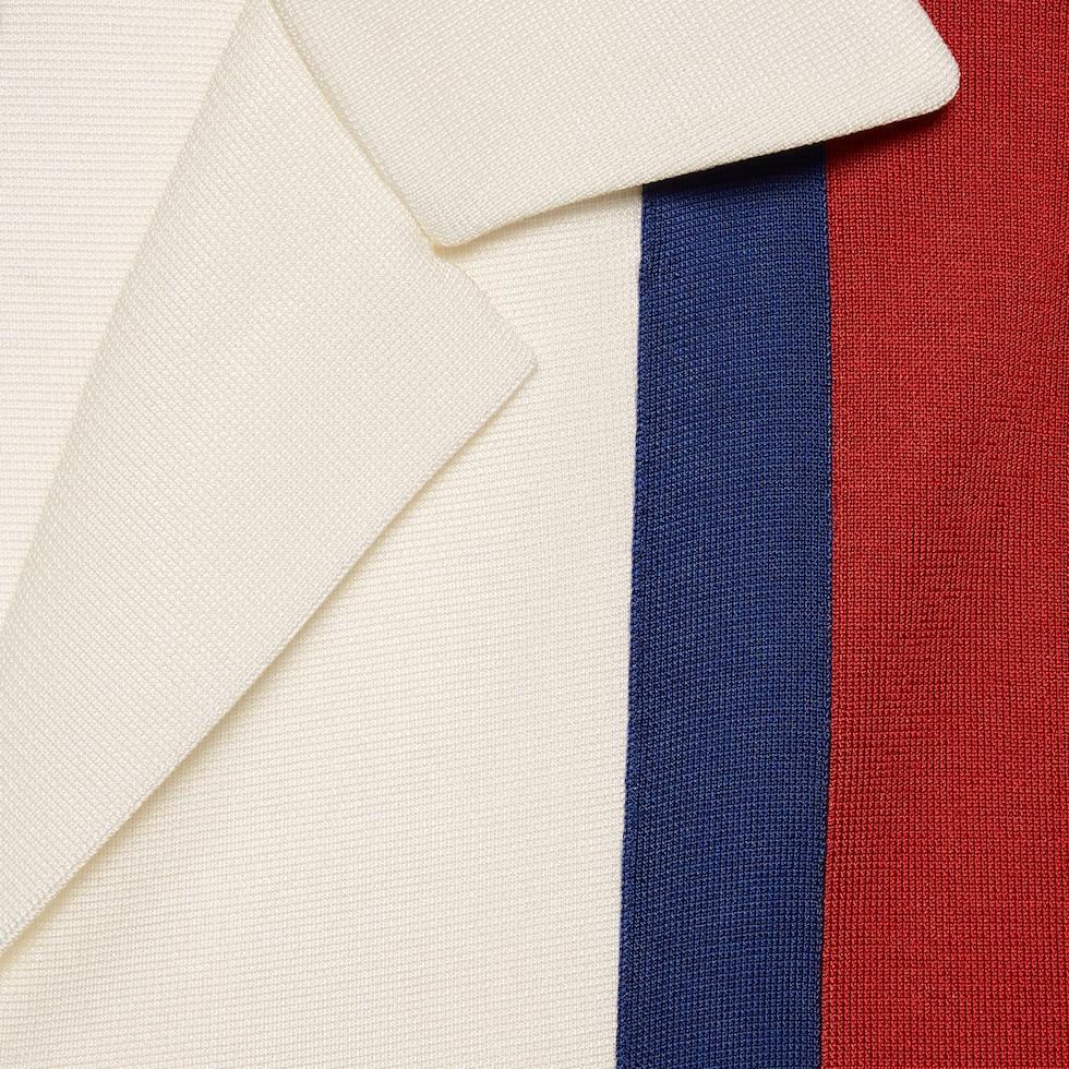 Fine viscose top with Web in ivory | GUCCI® SG