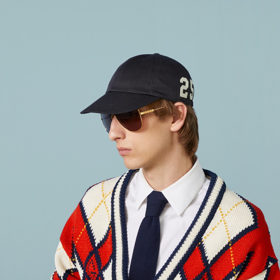 GUCCI Baseball with logo headband cap hat Black x white M main image 1