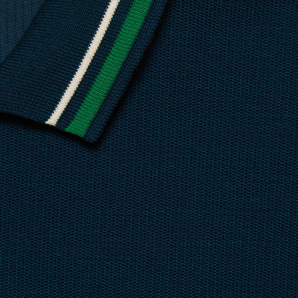 Wool cotton jersey polo shirt in dark blue | GUCCI® GR 