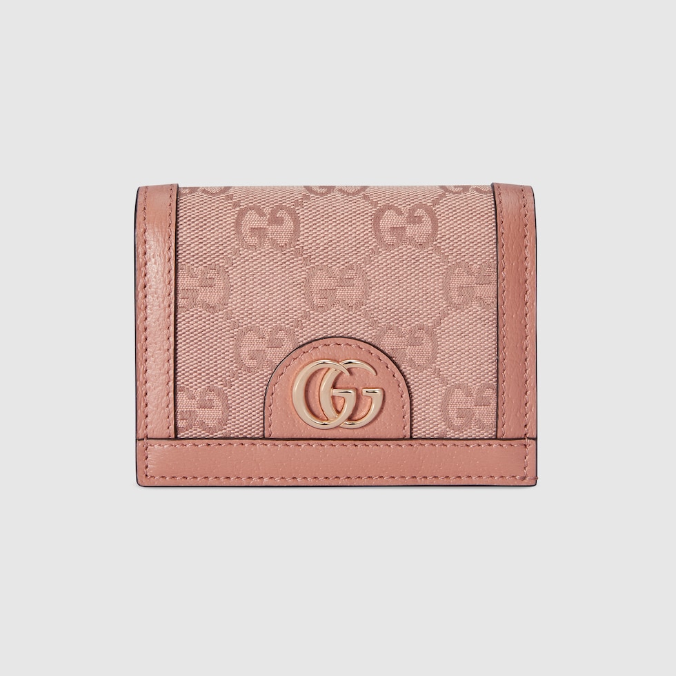 Ophidia card case wallet in pink canvas | GUCCI® SG