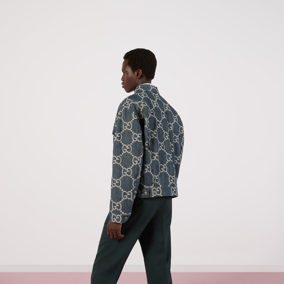 Gg jacquard denim jacket - Gucci - Men | Luisaviaroma