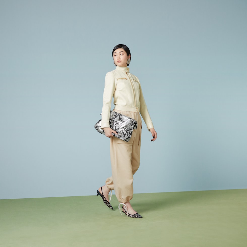 Cotton linen trouser in ivory | GUCCI® SG