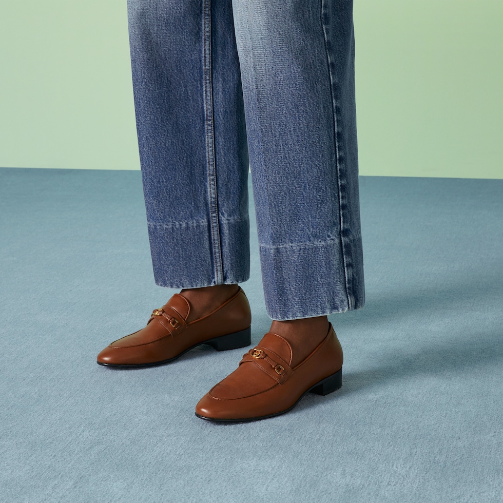 Women's loafer with Horsebit Interlocking G in cuir leather