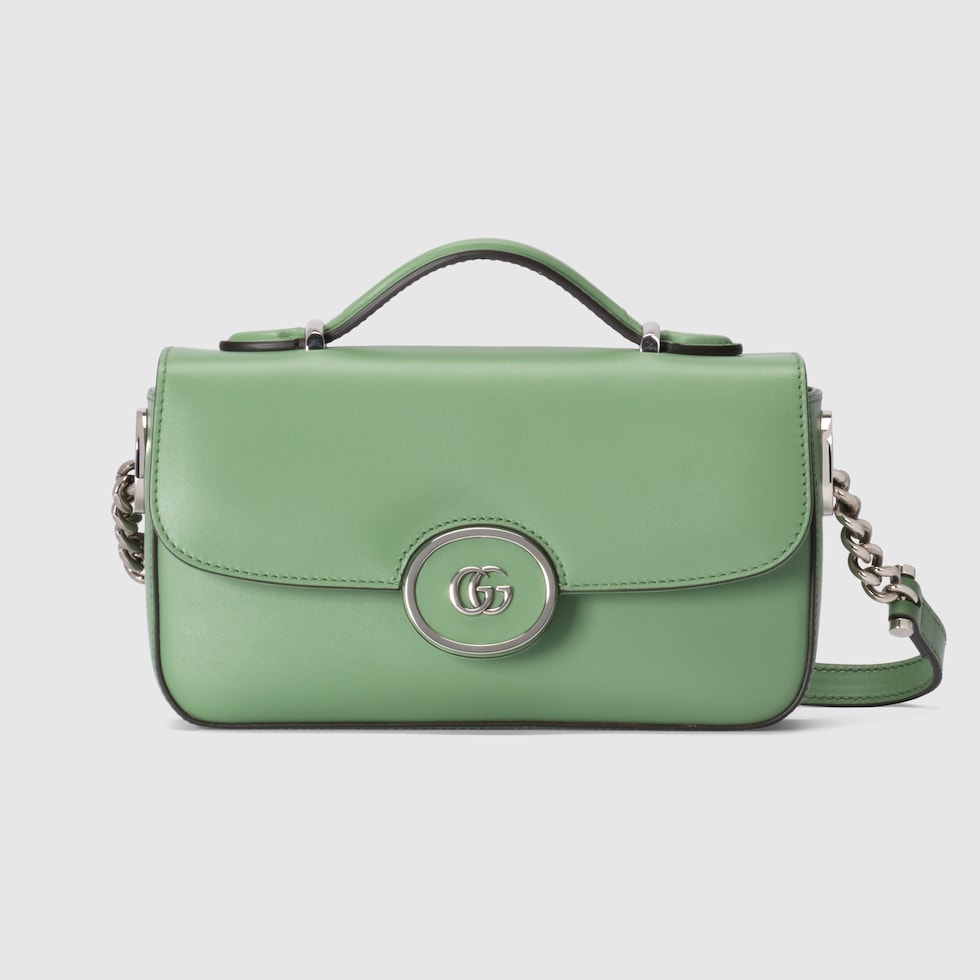 Petite GG mini shoulder bag in light green leather | GUCCI® SG Petite GG mini shoulder bag in light green leather | GUCCI® SG