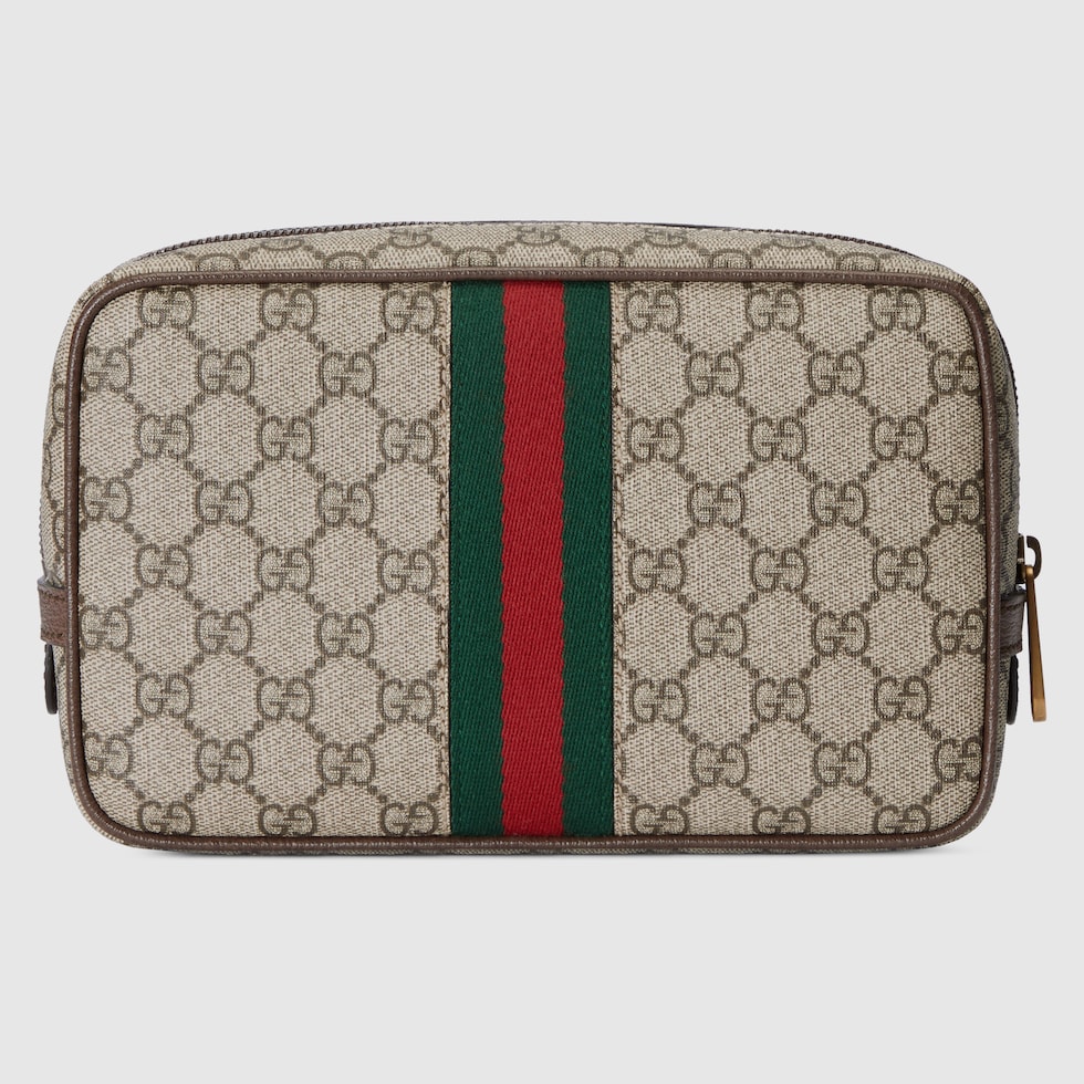 Neceser Gucci Savoy con tribanda Web en Supreme beige y ebano GUCCI ES