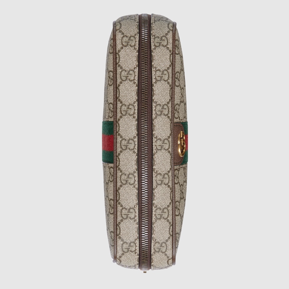 Gucci Savoy small toiletry case in beige and ebony Supreme | GUCCI® US