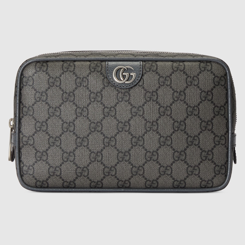 กระเป๋า Ophidia GG toiletry case inSupreme สีเทาและสีดำ GUCCI® TH