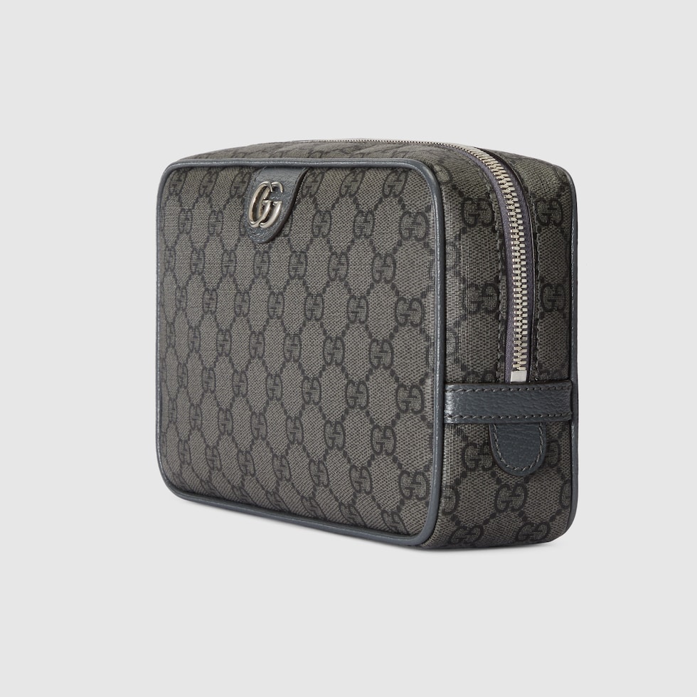 กระเป๋า Ophidia GG toiletry case inSupreme สีเทาและสีดำ GUCCI® TH