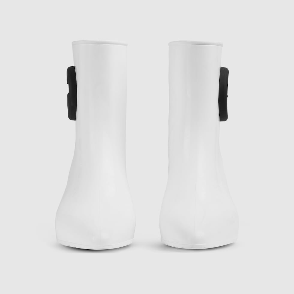 Women's Interlocking G ankle boot in white shiny rubber GUCCI® UK