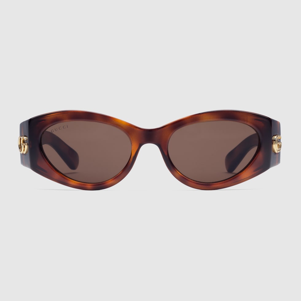 GUCCI EYEWEAR オバールフレーム トータスシェル アセテート Cat-eye frame sunglasses in tortoiseshell acetate | GUCCI® US