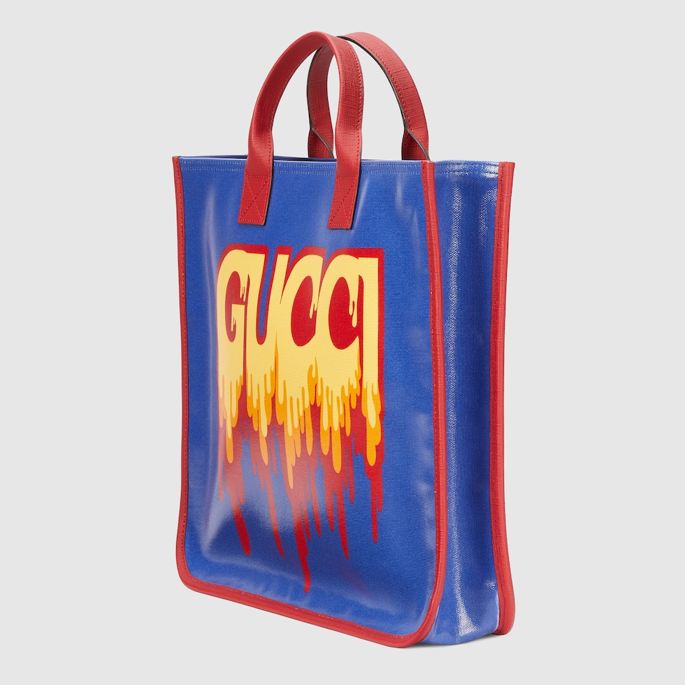 Children's melting Gucci print tote bag in blue Crystal canvas GUCCI® US