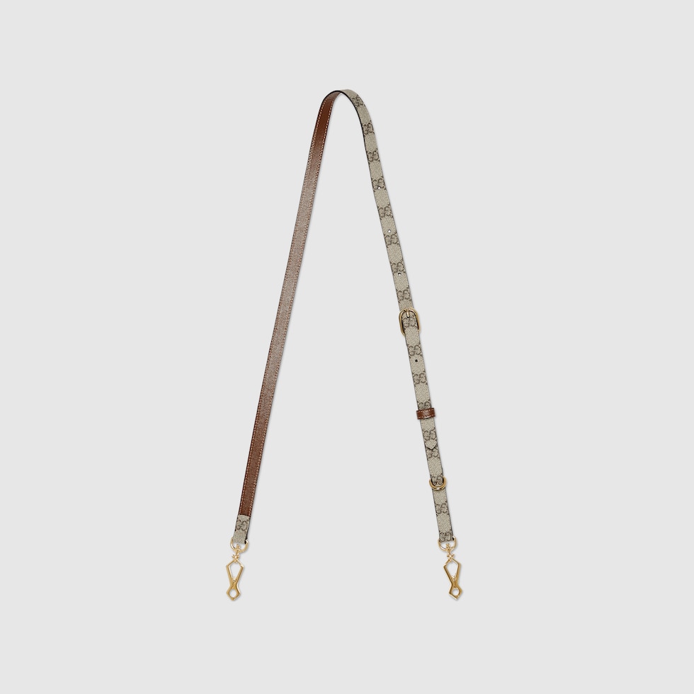 GUCCI  ストラップ　フォルダー GG shoulder strap in beige and ebony Supreme | GUCCI® SI
