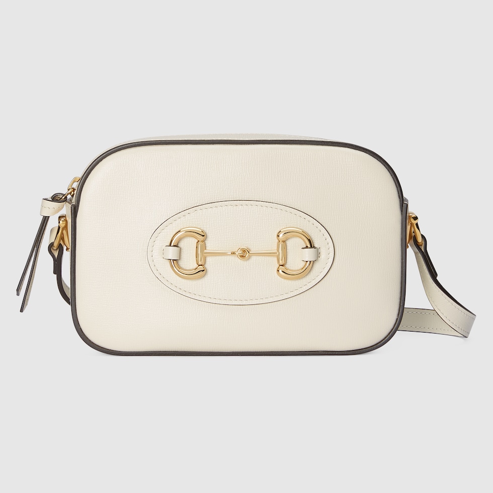 Gucci 1955 horsebit embellished textured leather bag Women White Cross body Bags