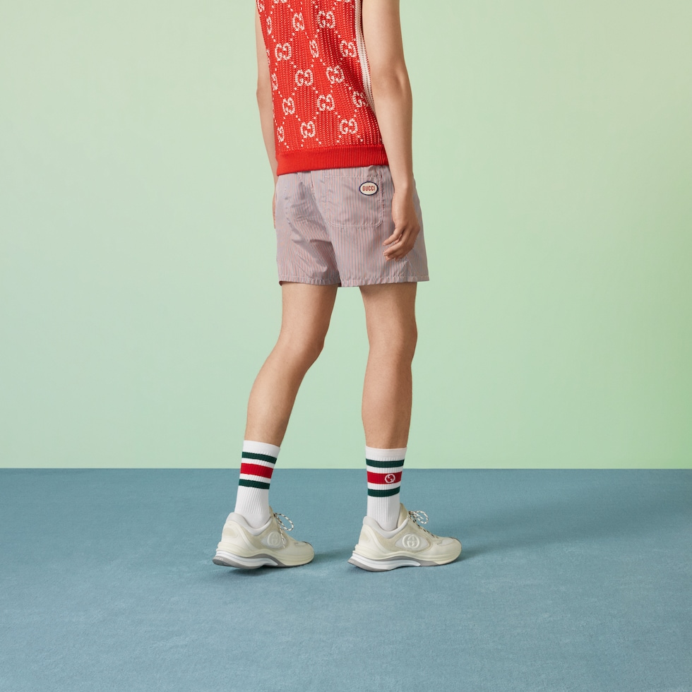 Red gucci swim shorts on sale
