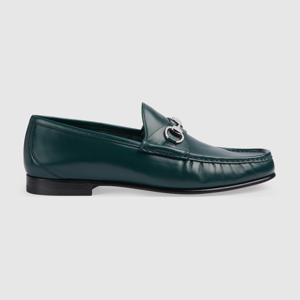 Men s Horsebit 1953 loafer in dark green leather GUCCI Australia