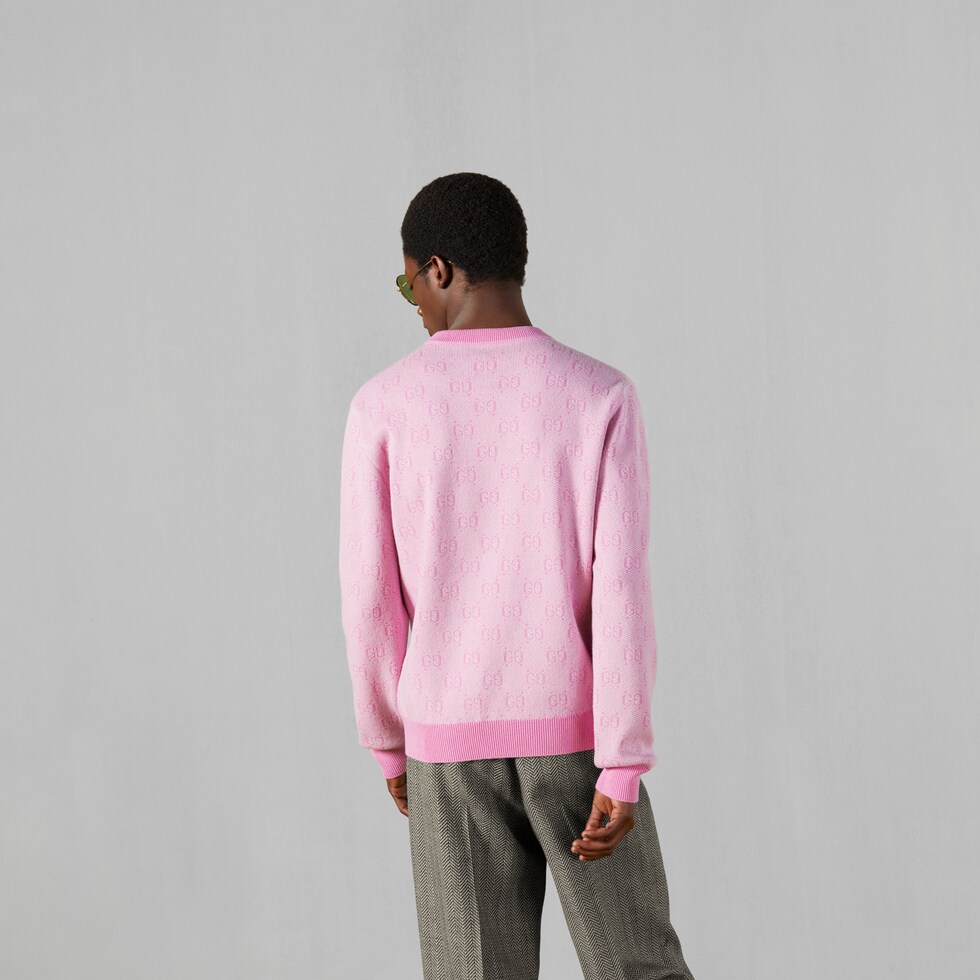 GG wool jacquard jumper in pink | GUCCI® GR