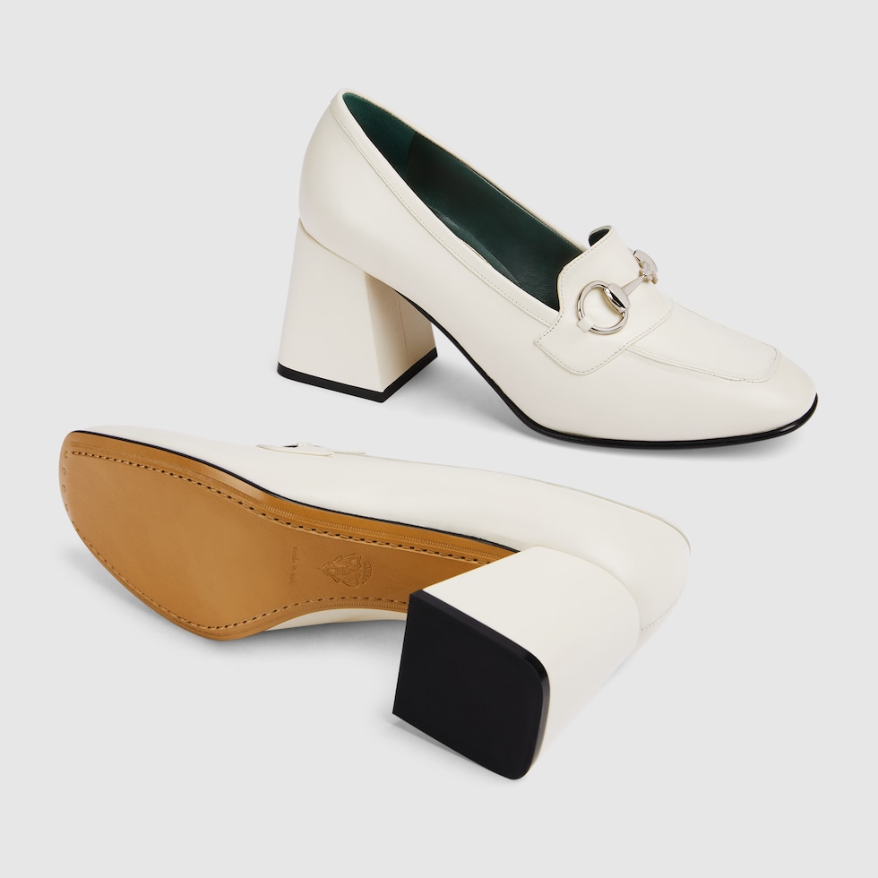 Escarpins avec d tail Mors pour femme en cuir blanc cass GUCCI CH