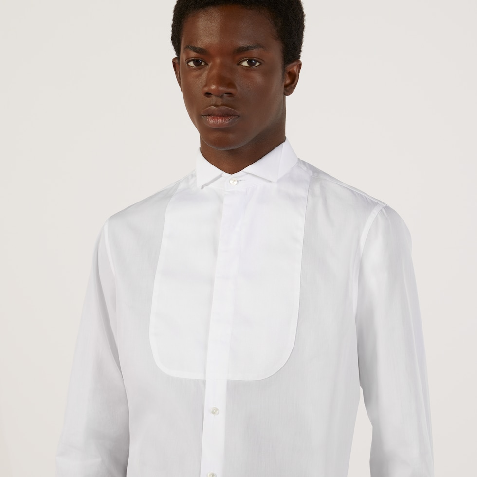 Camicia con pettorina in cotone in bianco GUCCI Italia
