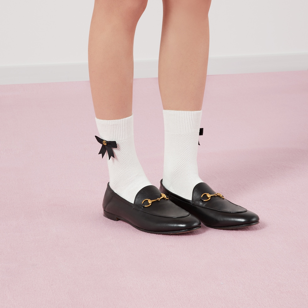 Black Leather Foldable Slim Horsebit Loafer GUCCI US