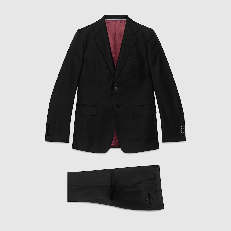 Straight fit wool suit in black wool | GUCCI® US