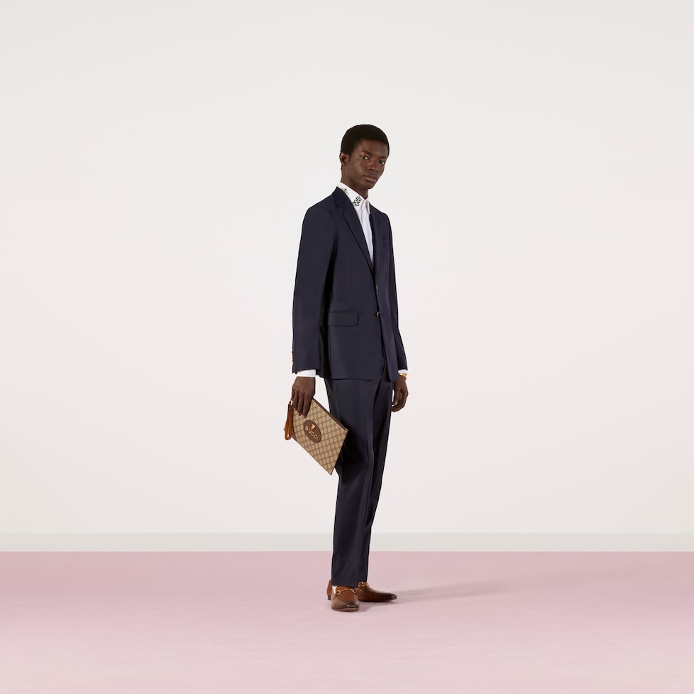 Straight fit wool suit in blue wool | GUCCI® US