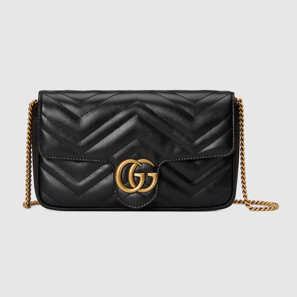 GGマーモント〕スモール ショルダーバッグ ・ブラック レザー | GUCCI公式