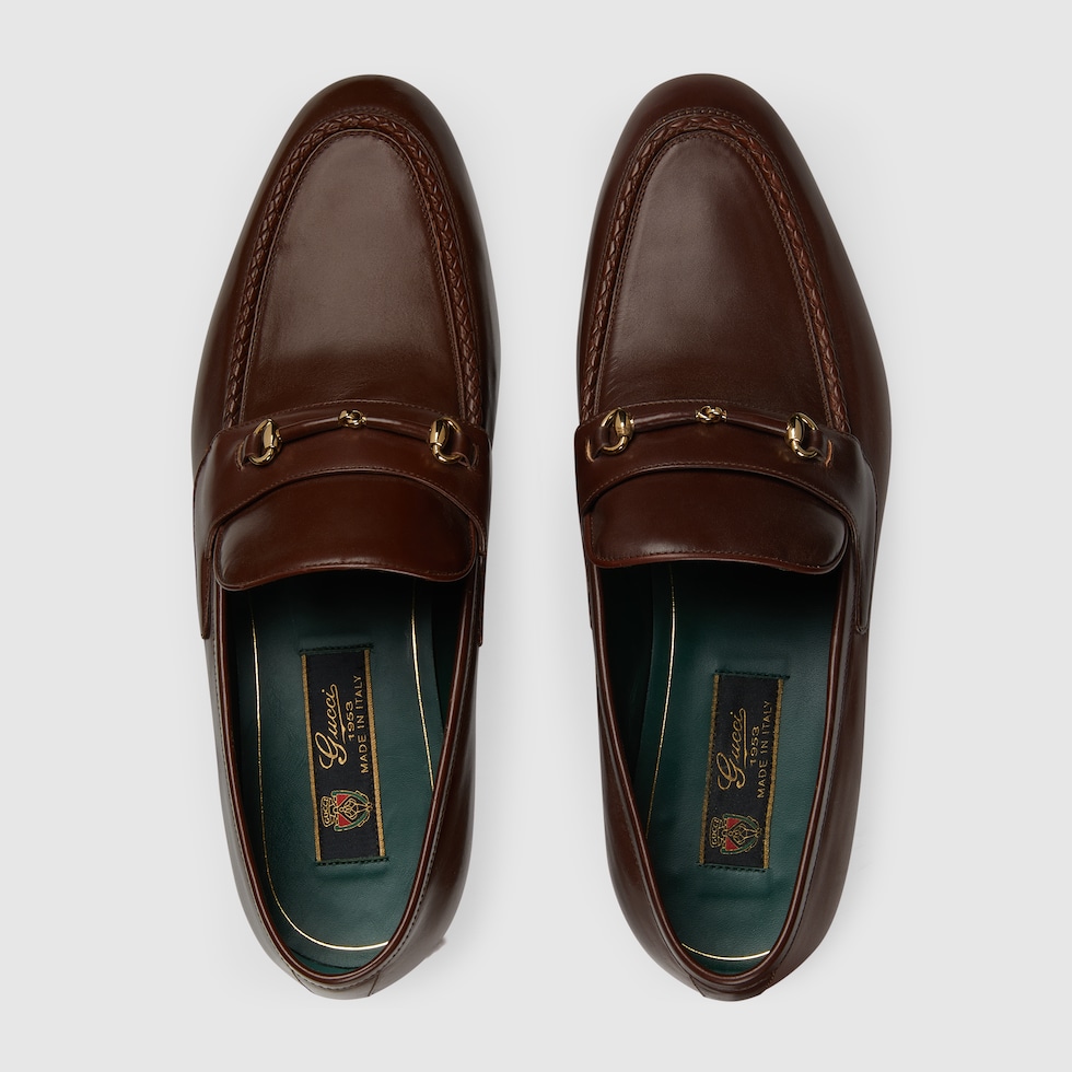 Men's gucci brown leather loafers new arrivals