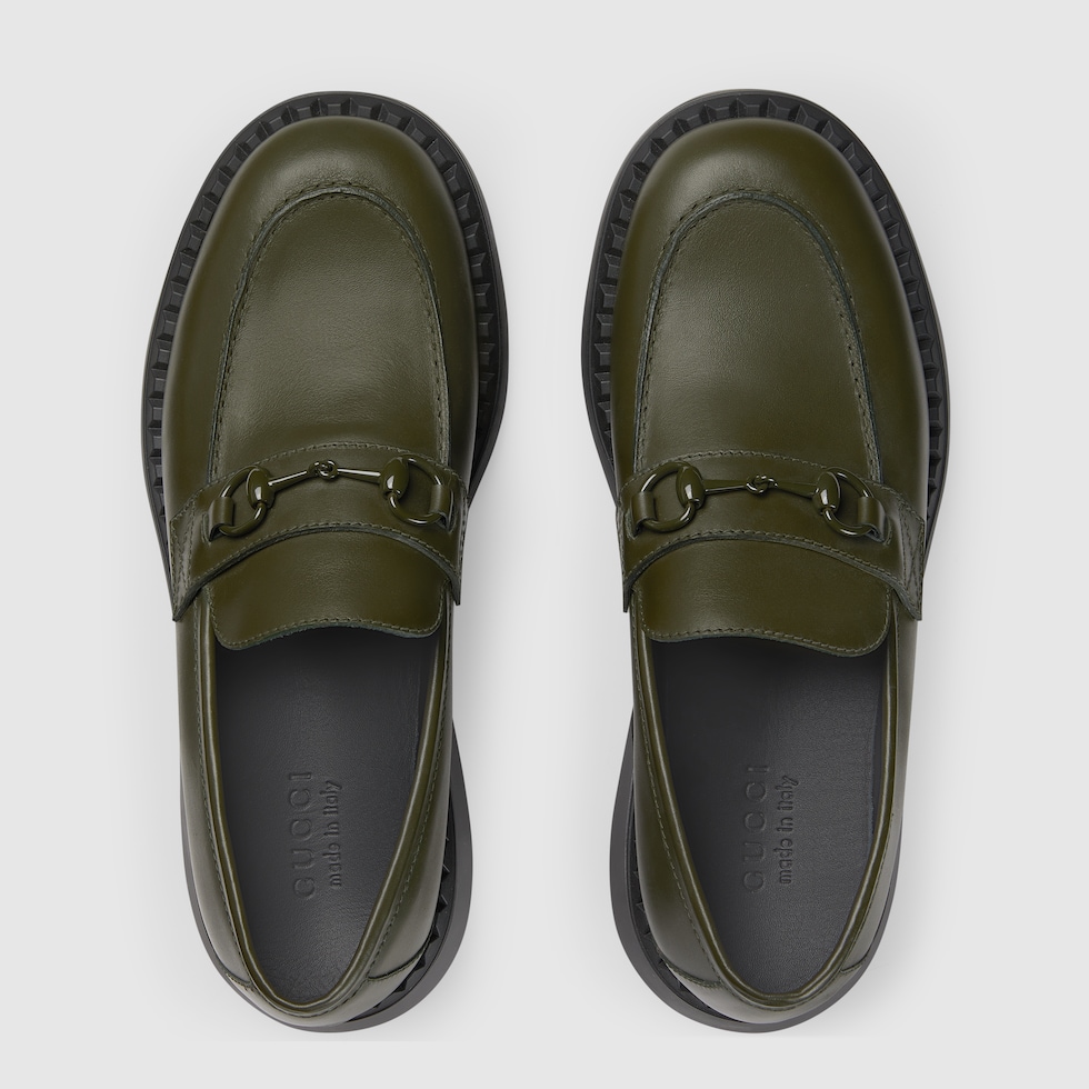 Men s Horsebit loafer in green leather GUCCI SG