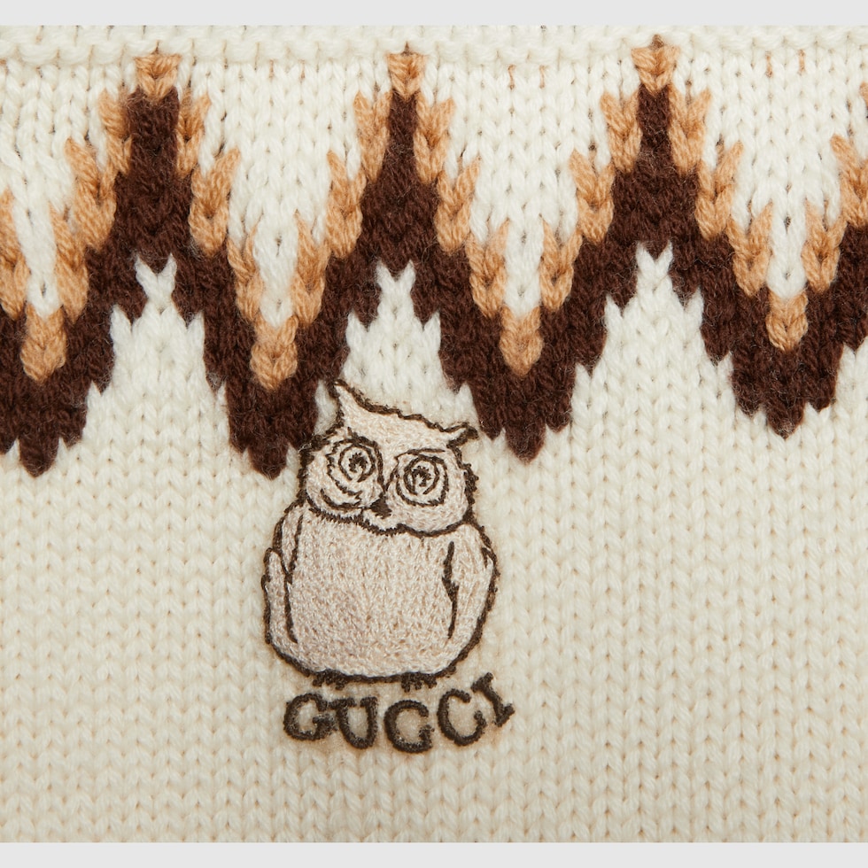 Children s G Fair Isle wool jumper in white and brown GUCCI GR