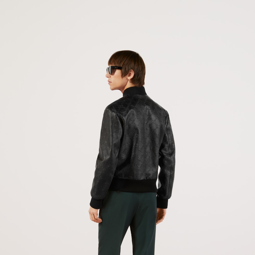 Gucci black leather jacket online