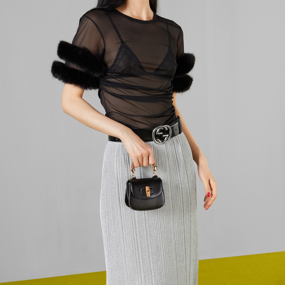 Gucci Bamboo 1947 nano bag in black leather | GUCCI® US