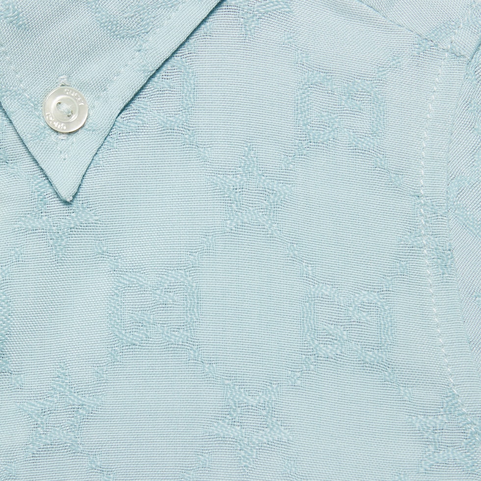 Baby GG stars viscose cotton shirt in light blue | GUCCI® US