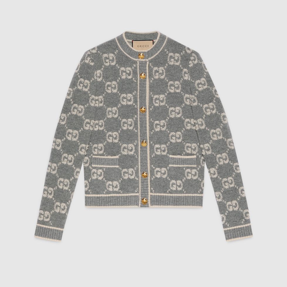 【オープニング 大放出セール】 and grey in cardigan jacquard bouclé wool GG ivory US GUCCI® | トップス