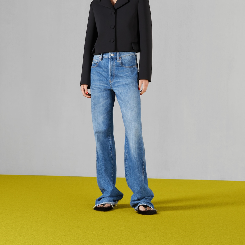 Denim pant in blue | GUCCI® US