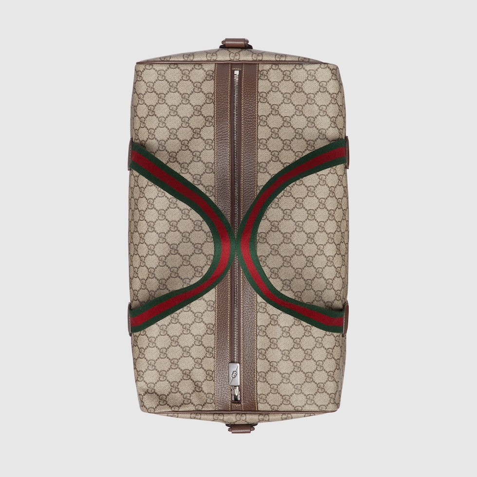Medium duffle bag with Web in beige and ebony Soft GG