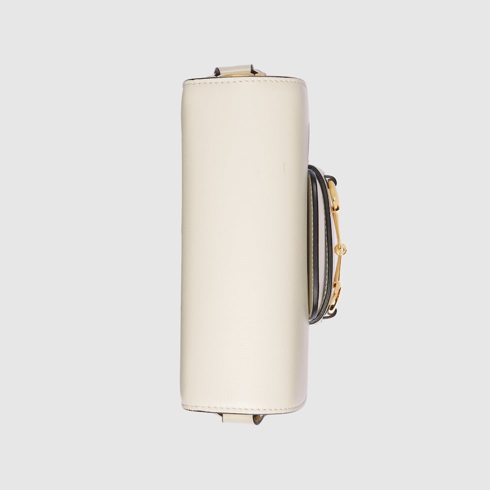 Gucci Horsebit 1955 mini rounded bag in white leather