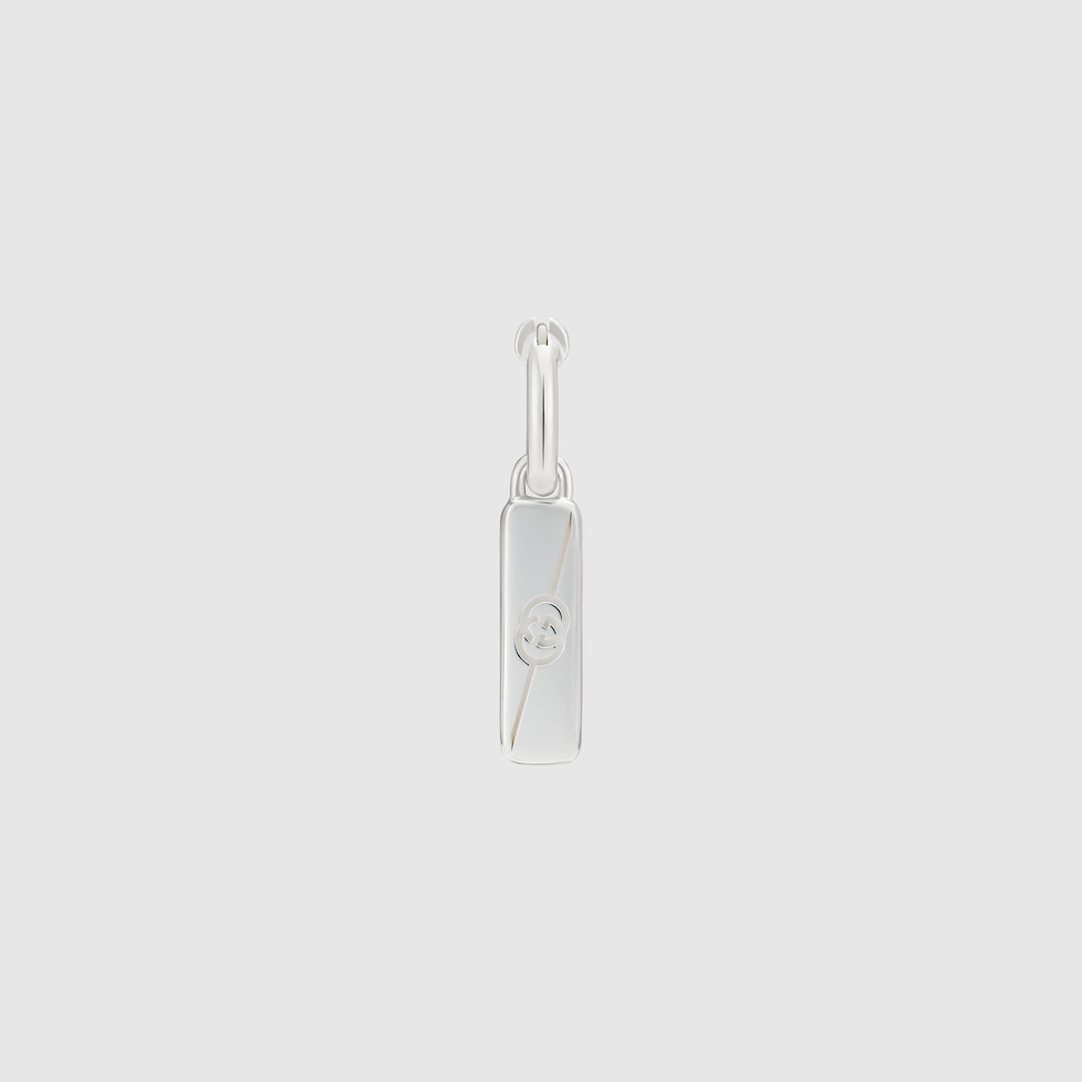 Diagonal Interlocking G single earring in 925 sterling silver | GUCCI® US