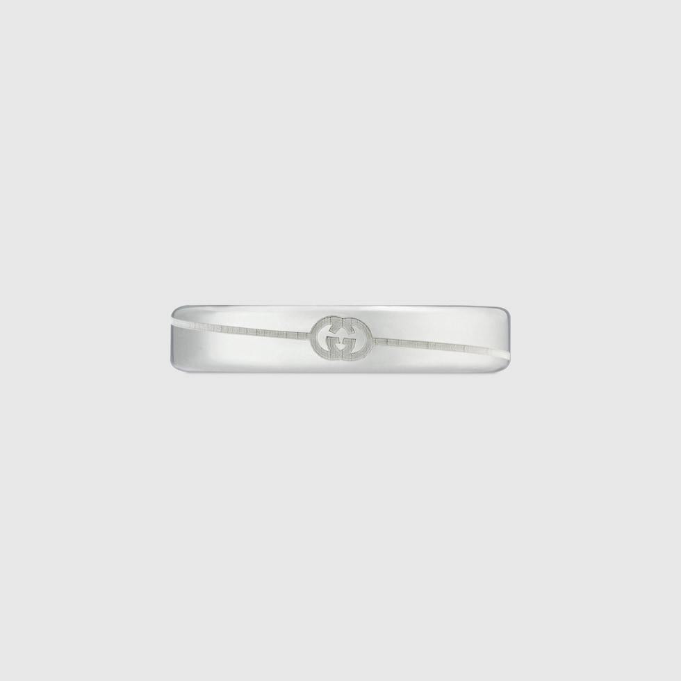 美品 GUCCI ダイアゴナル インターロッキングG リング 21号 ダイアゴナル インターロッキングG スリム リング