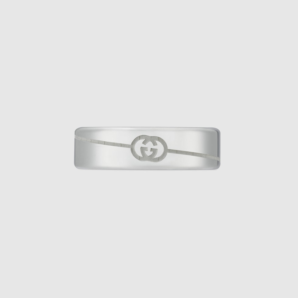 Diagonal Interlocking G ring in 925 sterling silver | GUCCI® US