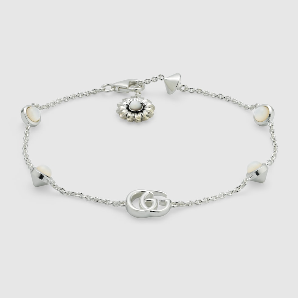 GG Marmont mother of pearl bracelet in 925 sterling silver