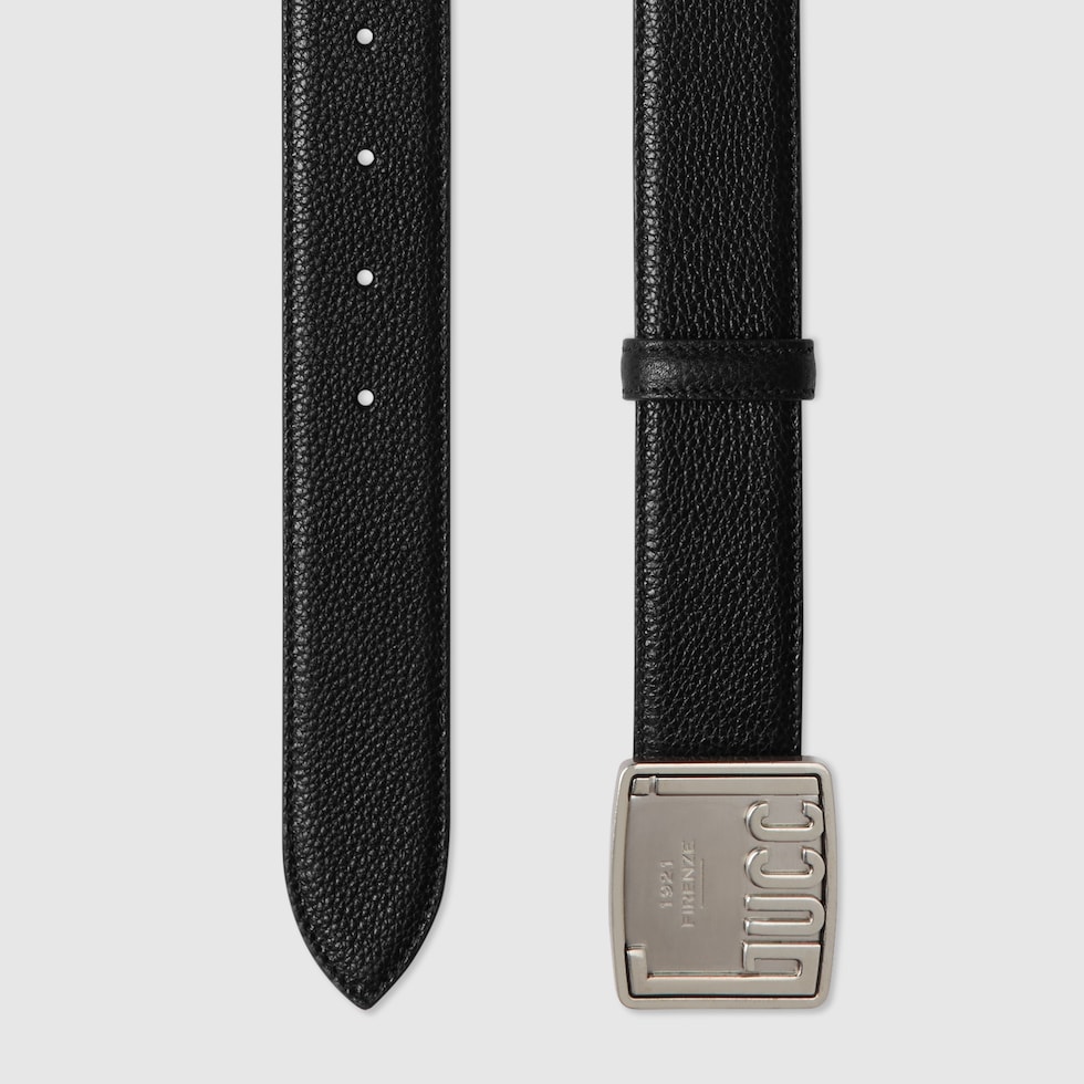 【レシート•補償書付属】GUCCI the house of artisans Belt with Gucci plaque buckle in black leather | GUCCI® SG